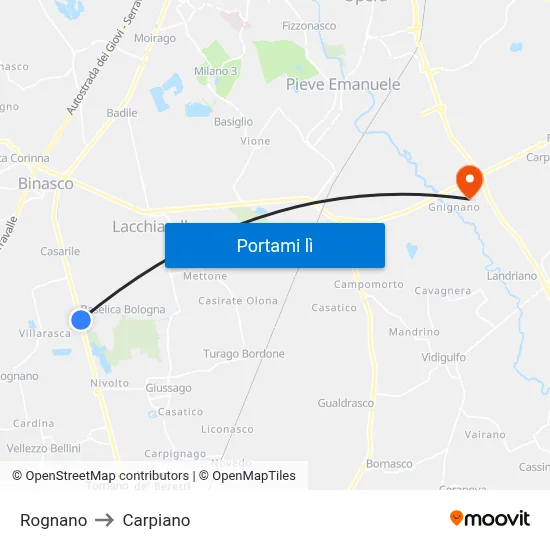 Rognano to Carpiano map