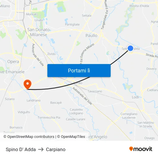 Spino D' Adda to Carpiano map