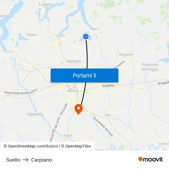 Suello to Carpiano map