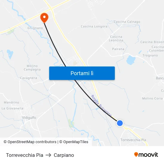 Torrevecchia Pia to Carpiano map