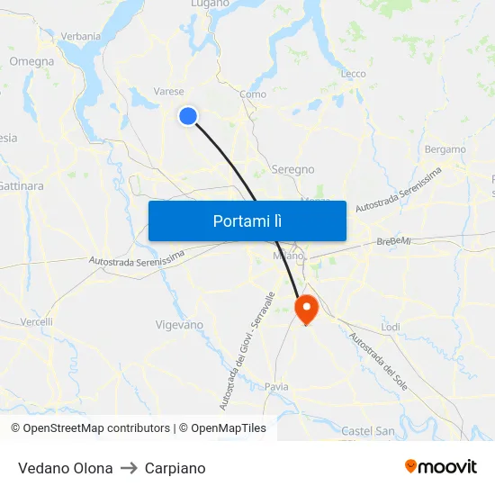 Vedano Olona to Carpiano map