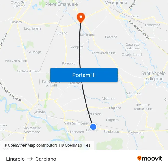 Linarolo to Carpiano map