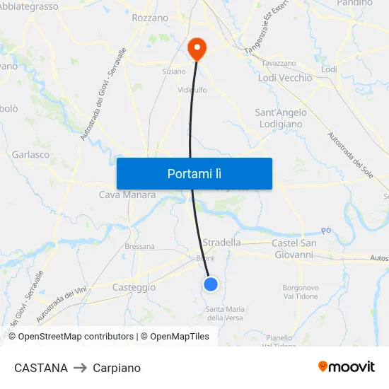 CASTANA to Carpiano map
