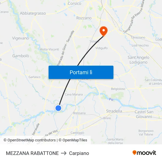 MEZZANA RABATTONE to Carpiano map