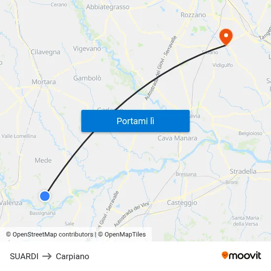 SUARDI to Carpiano map