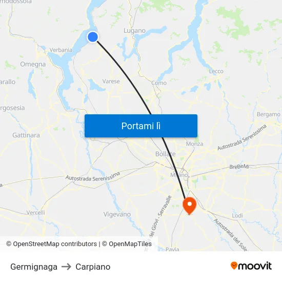 Germignaga to Carpiano map