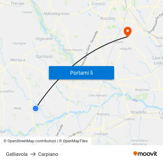 Galliavola to Carpiano map
