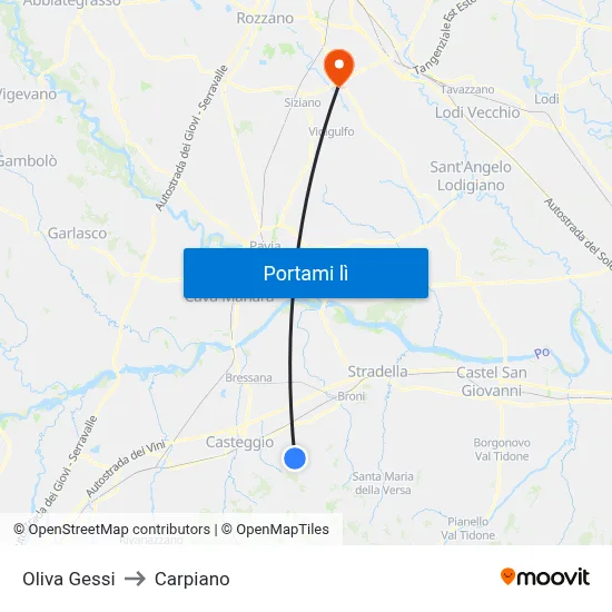 Oliva Gessi to Carpiano map