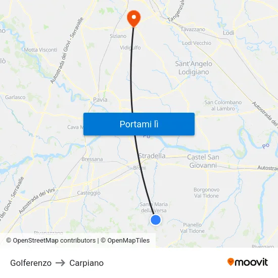 Golferenzo to Carpiano map