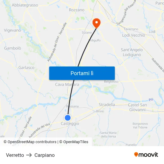 Verretto to Carpiano map