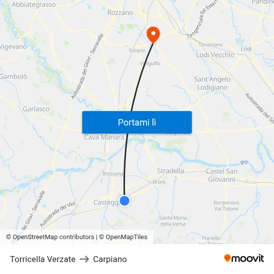 Torricella Verzate to Carpiano map