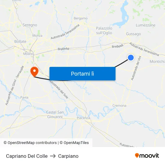 Capriano Del Colle to Carpiano map