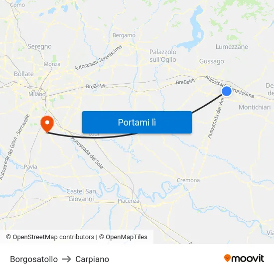 Borgosatollo to Carpiano map