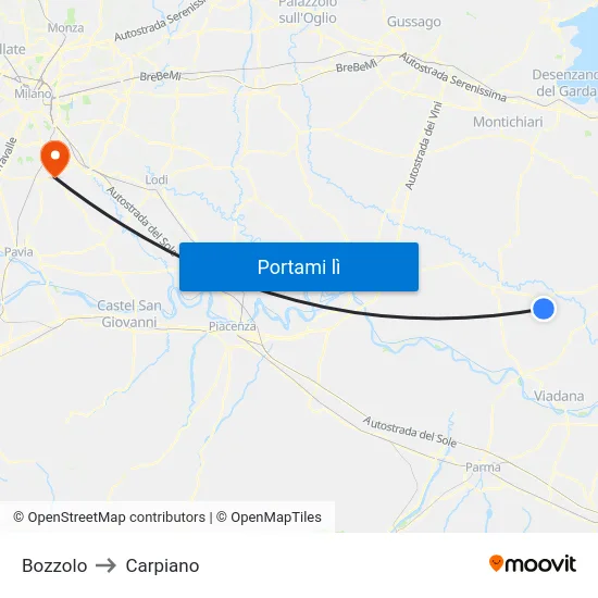 Bozzolo to Carpiano map