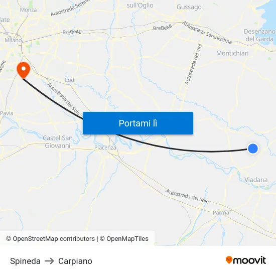Spineda to Carpiano map