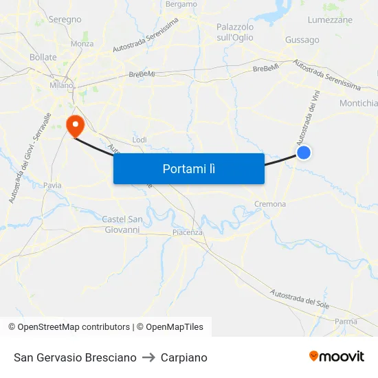 San Gervasio Bresciano to Carpiano map