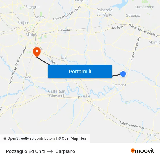 Pozzaglio Ed Uniti to Carpiano map
