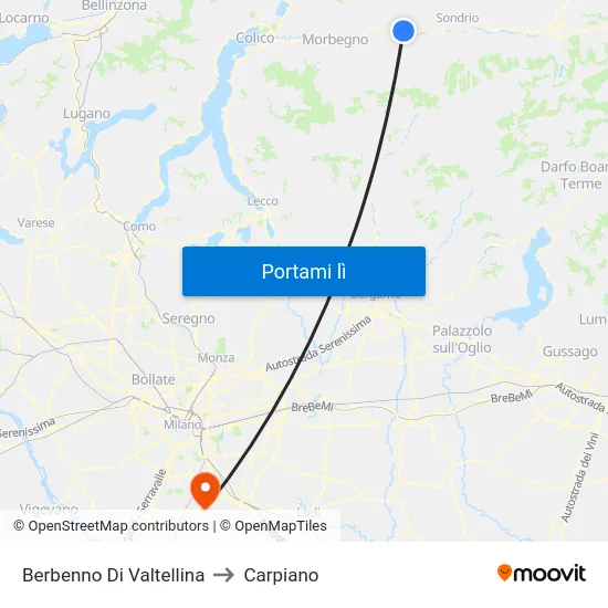 Berbenno Di Valtellina to Carpiano map