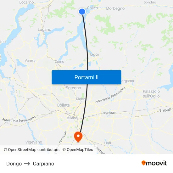 Dongo to Carpiano map