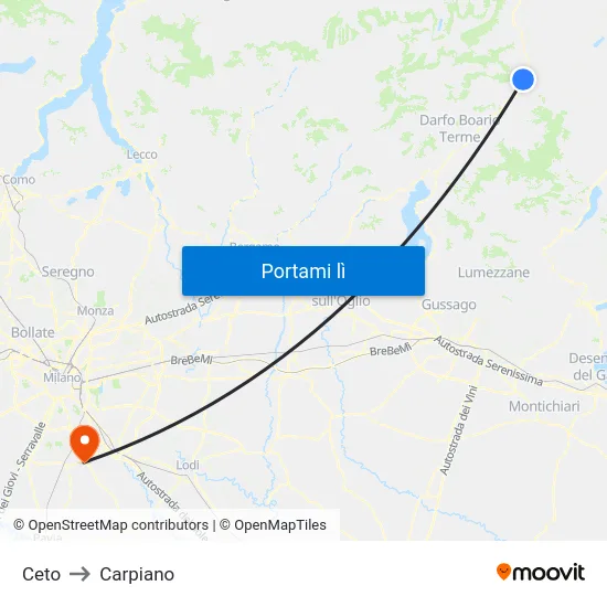 Ceto to Carpiano map