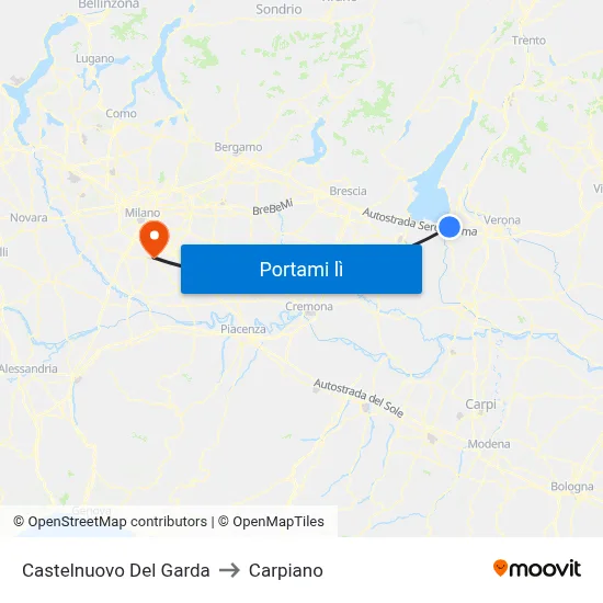 Castelnuovo Del Garda to Carpiano map