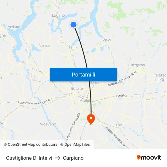 Castiglione D' Intelvi to Carpiano map