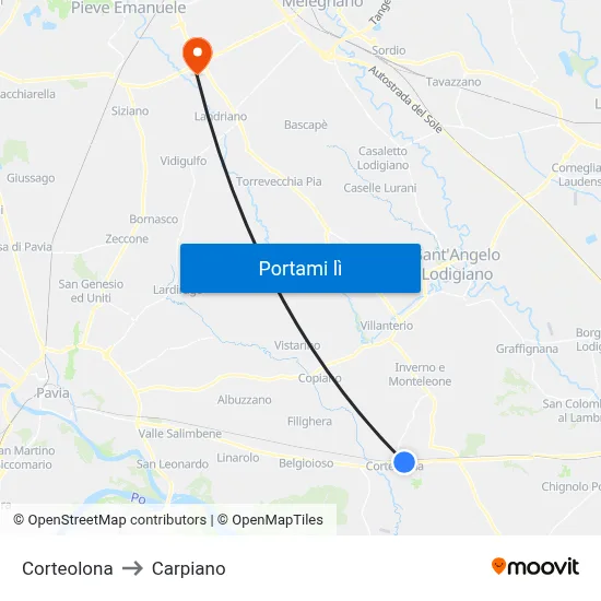 Corteolona to Carpiano map