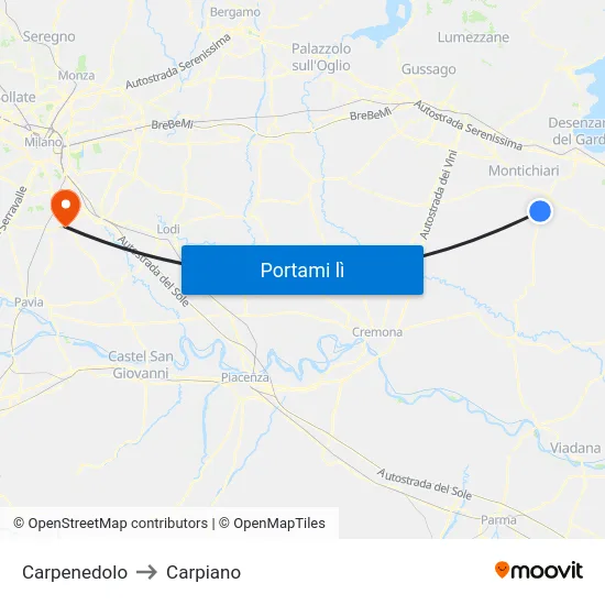 Carpenedolo to Carpiano map