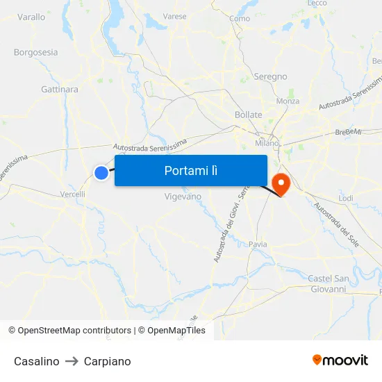 Casalino to Carpiano map