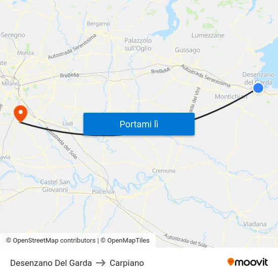 Desenzano Del Garda to Carpiano map