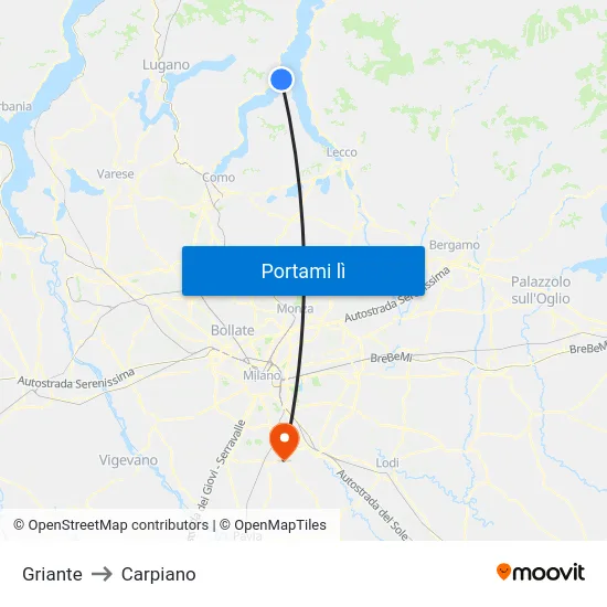 Griante to Carpiano map