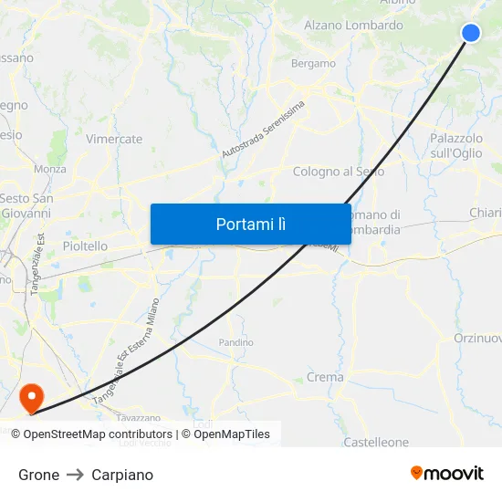 Grone to Carpiano map