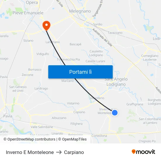 Inverno E Monteleone to Carpiano map