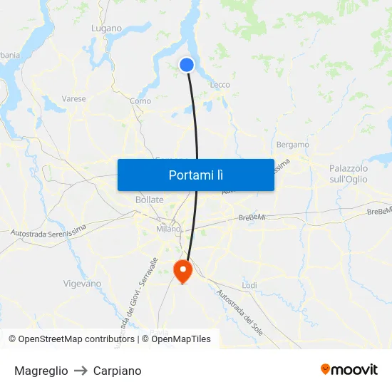 Magreglio to Carpiano map