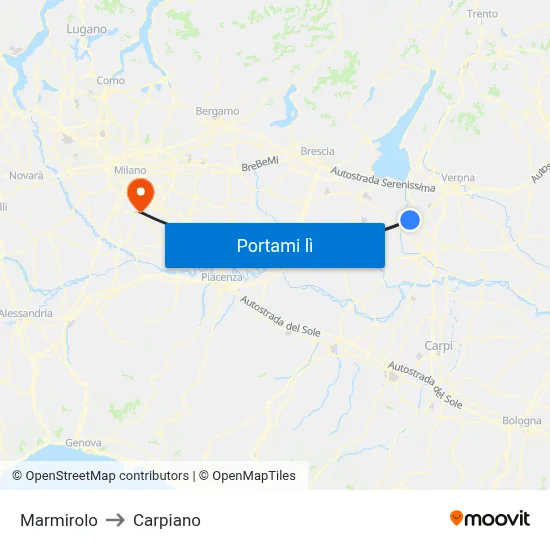 Marmirolo to Carpiano map