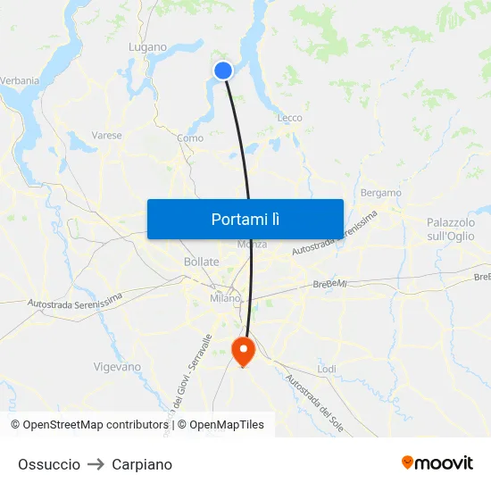 Ossuccio to Carpiano map