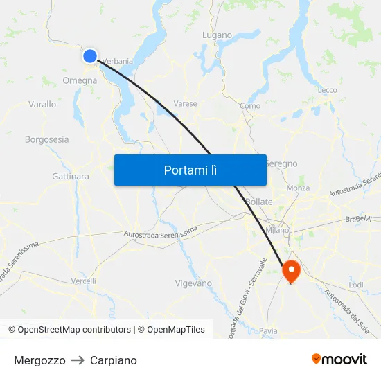 Mergozzo to Carpiano map