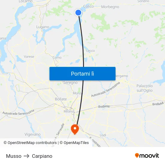 Musso to Carpiano map