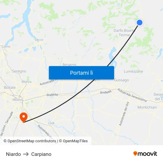 Niardo to Carpiano map
