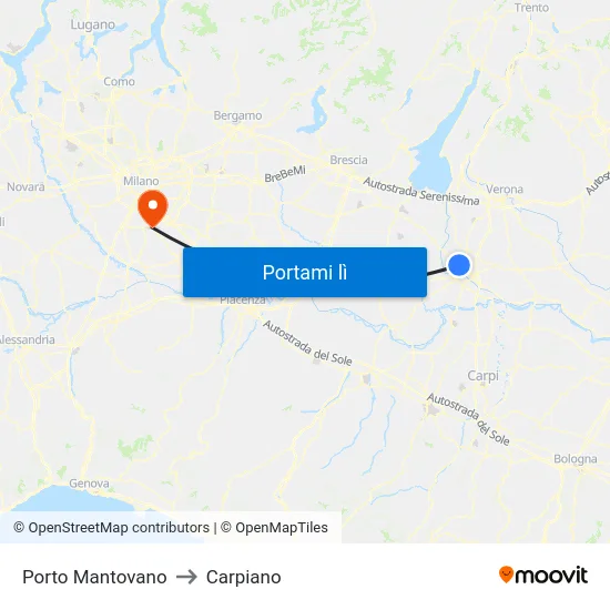 Porto Mantovano to Carpiano map