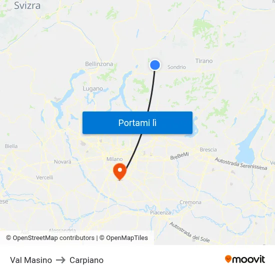 Val Masino to Carpiano map