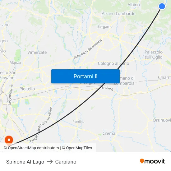 Spinone Al Lago to Carpiano map