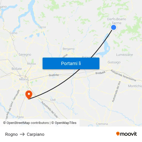 Rogno to Carpiano map