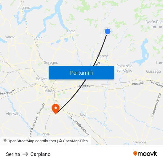 Serina to Carpiano map