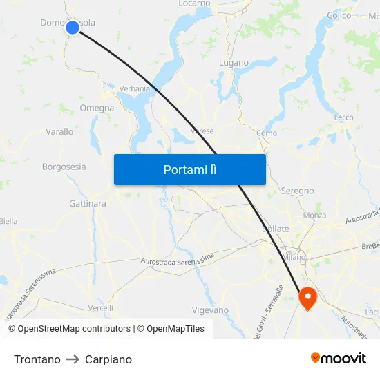 Trontano to Carpiano map
