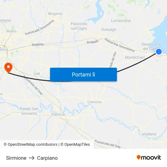 Sirmione to Carpiano map