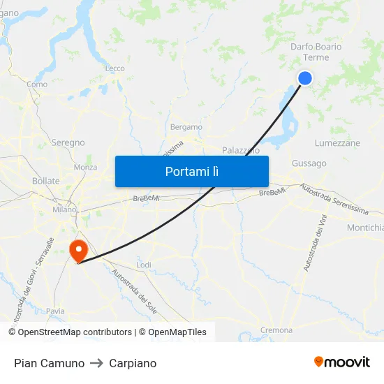 Pian Camuno to Carpiano map