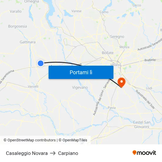Casaleggio Novara to Carpiano map