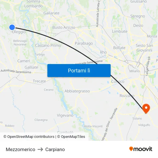 Mezzomerico to Carpiano map