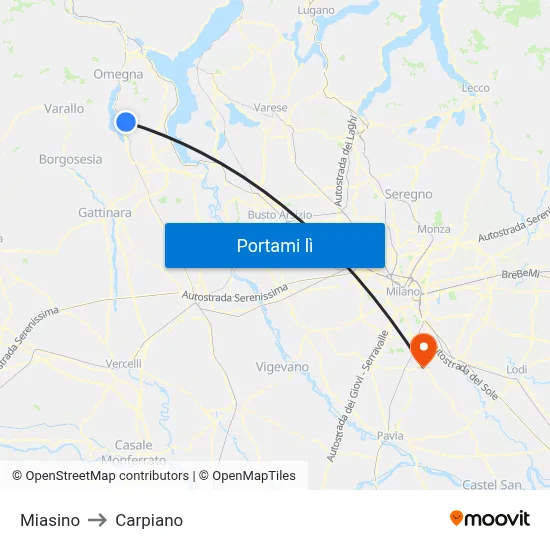 Miasino to Carpiano map